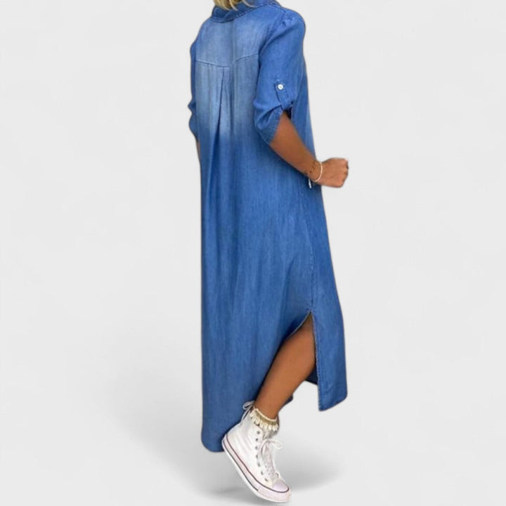 Ilse - Abito estivo con scollo a V in denim