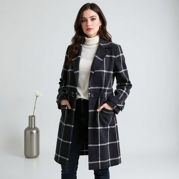 allegra™ | Cappotto Elegante a Quadri in Lana