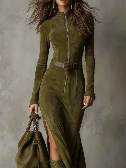 Allegra™ | Abito lungo scamosciato Alessia