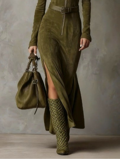 Allegra™ | Abito lungo scamosciato Alessia